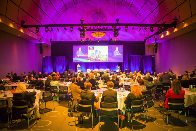 Conference hall filled with attendees