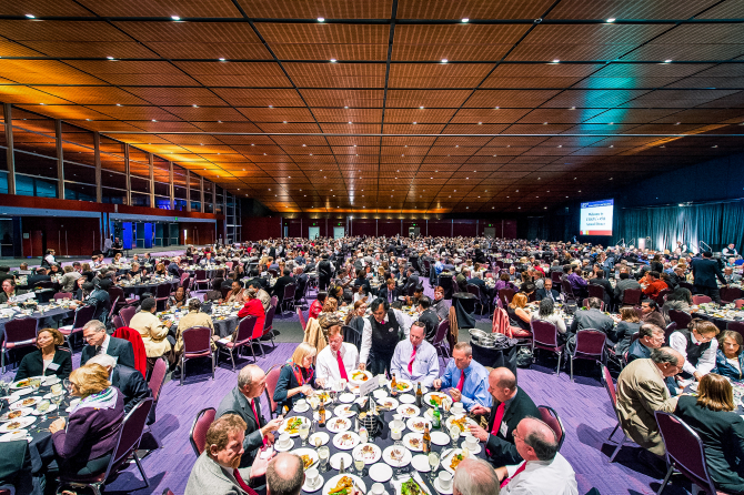 Conference hall filled with attendees